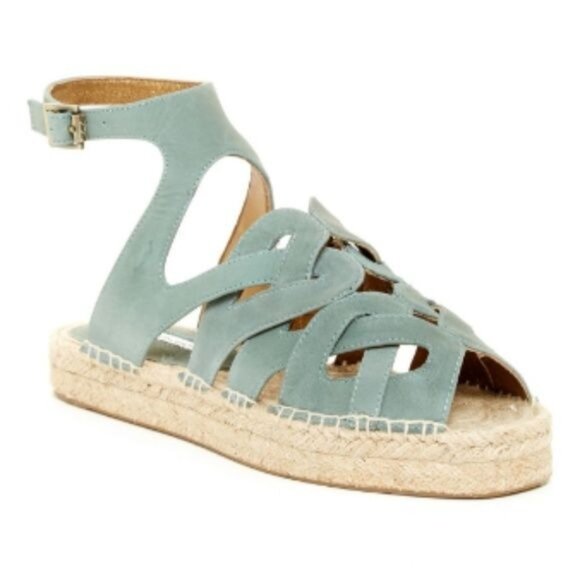 Cynthia Vincent Shoes - Cynthia Vincent Espadrille Platform Sandals Mint Green Suede